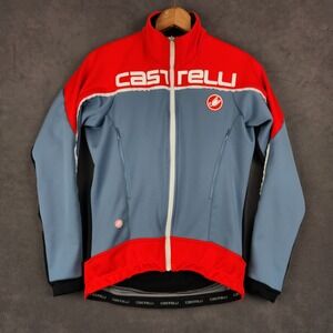 Castelli Mortirolo 3 Cycling Jacket Mens Small Red Blue Windstopper Softshell